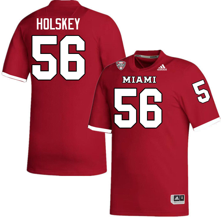 Miami University Redhawks #56 Reid Holskey College Football Jerseys Stitched-Red